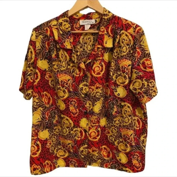 Truffles By YB Vintage 80s Button Down Top Blouse - Picture 1 of 6